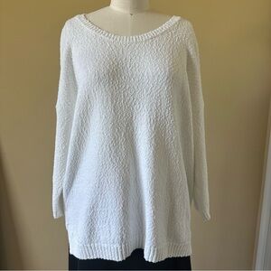 J. Jill Women's White Round Neck Long Sleeve Pullover Sweater Size Large Petite